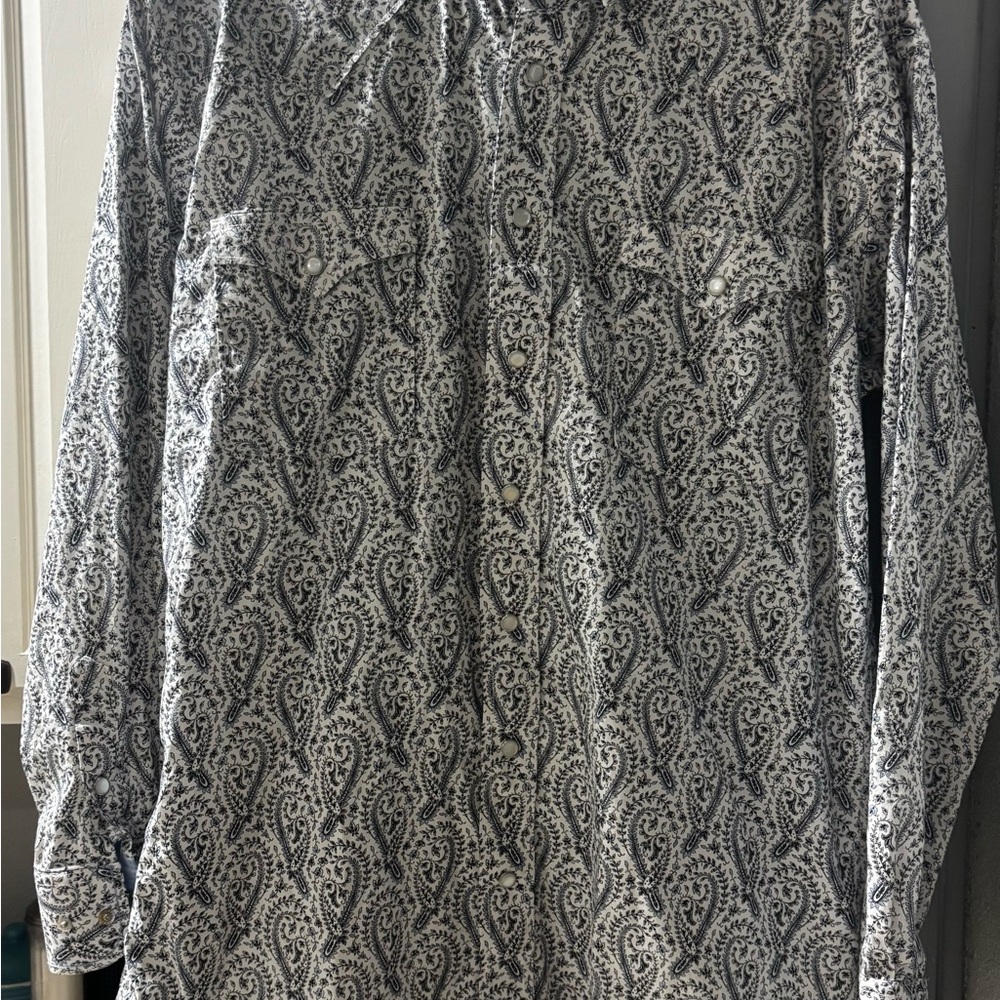 Panhandle Slim Black and White Paisley Casual Button Down Shirt